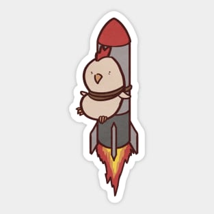 Cute Cartoon Chicken Rocket Sticker